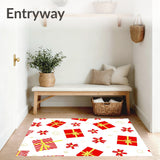 Joyful Gift Box Motif with Ribbon Bow Accents Floor(Red)