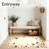 Beige Butterfly Floral Non Slip Area(Beige)