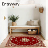 Holiday Damask Scroll Machine Floor Covering(Red)