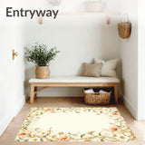 Beige Floral Entrance Flower Petal Design for Entryway(Beige)