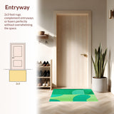 Ultra Soft Area Rug, Non Slip, Stain Resistant, Washable Area Rugs for Living Room, Bedroom, Modern Abstract Non-Shedding(Green)