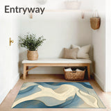 Elegant Abstract Area with Non Slip Backing for Modern Spaces(Blue)