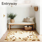 Beige Leaf Design Area Easy Clean(Beige)