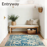 Sedona Collection Distressed Over Dyed Vintage Area Blue Beige(Blue)