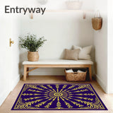 Intricate Floral Composition with Radiating Leaf(Purple)