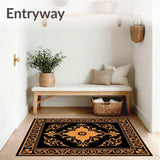 Ornamental Damask Blossom with Faded Scrolls and Interlocking Foliage (Black) - ODIKA