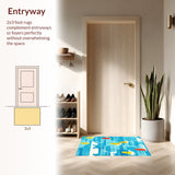 Funny Tropical Surf Absorbent Bath Mat Coastal Ocean Wave Art Design(Blue)