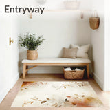 Boho Chic Area with Abstract Botanical Accents and Earthy Vintage Hues(Beige)