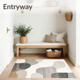 Contemporary Abstract with Flowing Beige Grey Design(Beige)