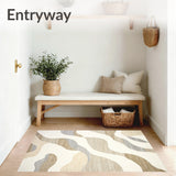 Abstract Ripple Area Fluid Wavy Design(Beige)