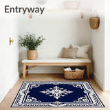 Heritage Damask Inspired Luxurious Symmetrical Transitional Motif(Blue)