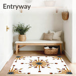 Weathered Compass Rose with Radiating Petal Starbursts (Orange) - ODIKA