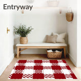 Festive Holiday Welcome Layered Buffalo Plaid Doormat(Red)