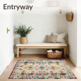 Over Dyed Southwestern Border Area with Beige Geometric Art(White)