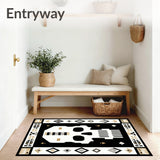Abstract Geometric Skull Motif with Symmetrical Tribal Lines(Black)