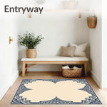 Pair of Shaped Carpets with Intricate Lace Inspired Design (Beige) - ODIKA