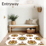 Harvest Blossom Medallion with Interlocking Vine Motifs and Accents(Brown)