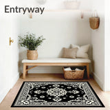 Monty Elegant Floral Medallion Vintage Distressed Accent(Black)