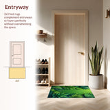 Ultra Soft Area Rug, Non Slip, Stain Resistant, Washable Area Rugs for Living Room, Bedroom, Tropical Palm Leaf(Green)