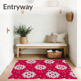 Festive Snowflake with Pine Tree Border Holiday(Red)