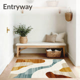 Beige & Camel River Flow Modern Abstract Accent(Beige)