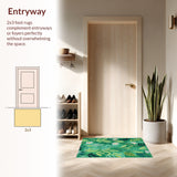 Ultra Soft Area Rug, Non Slip, Stain Resistant, Washable Area Rugs for Living Room, Bedroom, Boho Floral Insect(Green)
