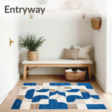 Artisan Revival Collection Geometric Interlock Beige Blue(Blue)