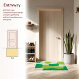 Ultra Soft Area Rug, Non Slip, Stain Resistant, Washable Area Rugs for Living Room, Bedroom, Kids Cat Print Irregular(Green)