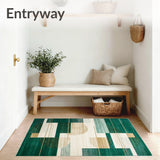 Textured Beige With Abstract Shapes And Deep Green Highlights(Green)