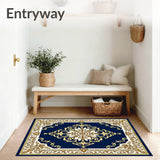 Botanical Flourish Medallion with Vintage Scrollwork Accents(Blue)