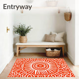 Boho Sunray Mosaic Showcasing Abstract Petal and Interlocking Details(Orange)