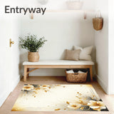 Beige Floral Accent Bath Non Slip Shower(Ivory)