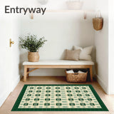 Charming Cottage with Beige Canvas and Green Checkerboard Accents(Green)