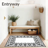 Midnight Floral Mosaic with Interlocking Vinework Design (Black) - ODIKA