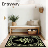 Botanical Fern Medallion with Intricate Scrollwork Motifs(Black)