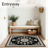 Elegant Floral Medallion with Intricate Boho Accents and Motifs(Black)