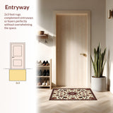 Ultra Soft Area Rug, Non Slip, Stain Resistant, Washable Area Rugs for Living Room, Bedroom, Traditional Floral Motif(Beige)