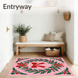 Holly Berry Wreath Design Welcome with Festive Bow Accent(Pink)