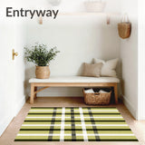 Midcentury Modern Plaid With Layered Striped Motifs(Olive)