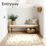 Serene Vista Oval with Nature Inspired Leaf and Vine Detailing(Beige)