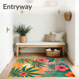 Tropical Sunset Palm Fronds with Hibiscus Blooms(Orange)