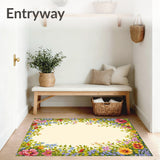 Beige Spring Garden Floor Mat Vibrant Flower Printed Area Low Pile(Beige)