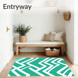 Chevron Zigzag Striped Floor with Contemporary Wave Design(Teal)