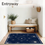 Celestial Constellation Midnight Galaxy Floor Covering(Blue)