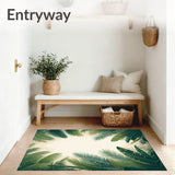 Exotic Palm Haven Area Green Beige Leafy(Green)