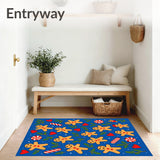 Winter Wonderland Gingerbread Man Mosaic with Peppermint Hearts and Pine Accents(Blue)