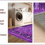 Ultra Soft Area Rug, Non Slip, Stain Resistant, Washable Area Rugs for Living Room, Bedroom, Rustic Floral Vintage Aesthetic(Purple)