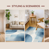 Ultra Soft Area Rug, Non Slip, Stain Resistant, Washable Area Rugs for Living Room, Bedroom, Minimalist Soft Blue Tones(Blue)