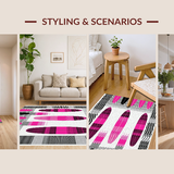 Ultra Soft Area Rug, Non Slip, Stain Resistant, Washable Area Rugs for Living Room, Bedroom, Contemporary Striped Coastal Accent(Pink)