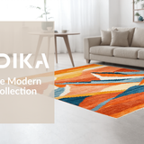 Ultra Soft Area Rug, Non Slip, Stain Resistant, Washable Area Rugs for Living Room, Bedroom, Dynamic Playful Multi-Tonal Design(Orange)